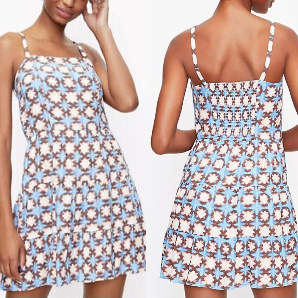 Loft Sunwashed Floral Smocked Back Dress Women’s Size 00